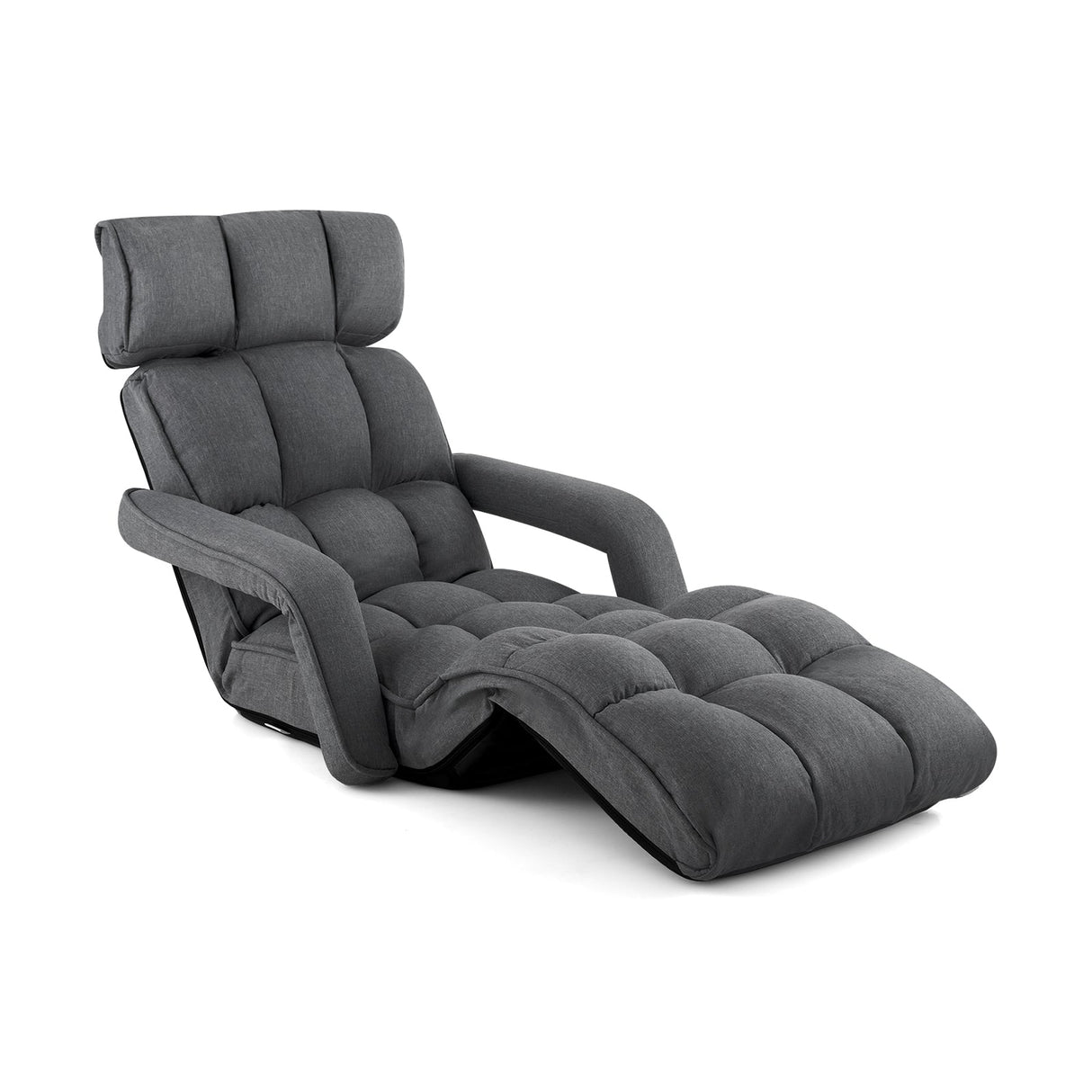 Sillón de suelo ajustable de 6 posiciones con reposabrazos y reposapiés ajustables