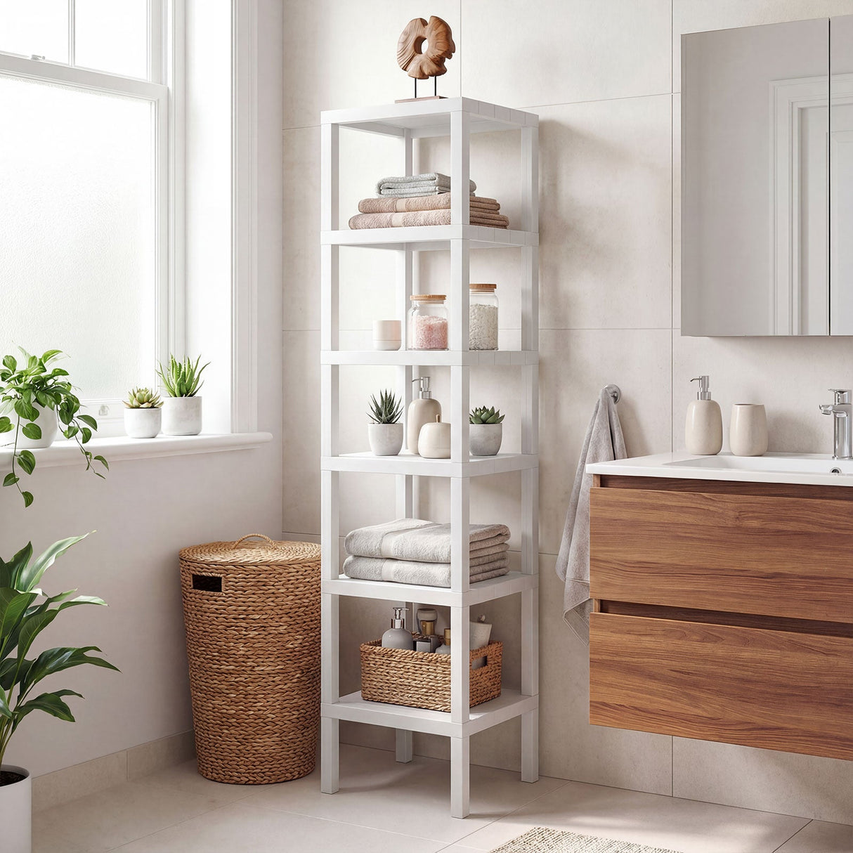 Estanterías modulares de plástico de 6 niveles para salón y cocina