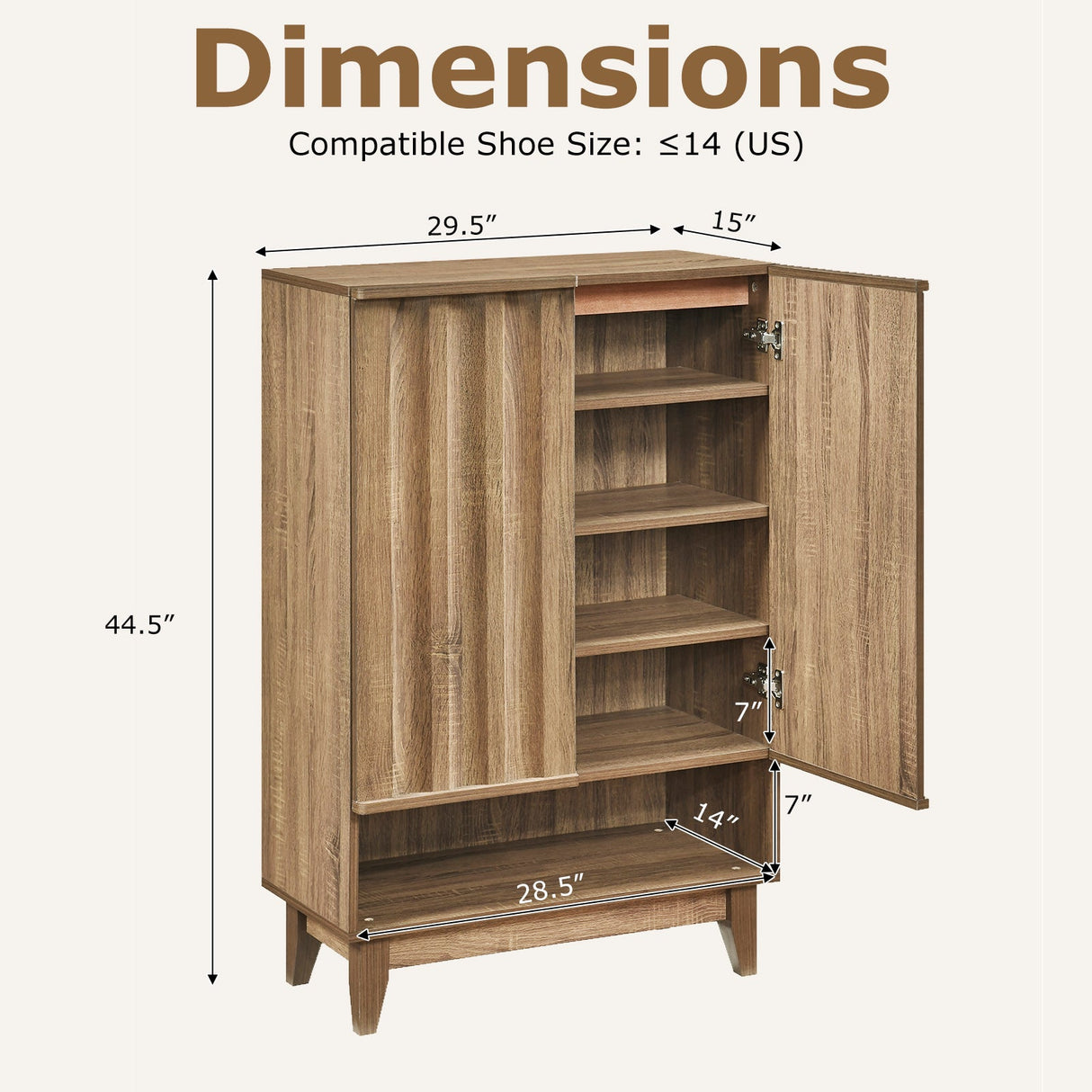 Organizador de Almacenamiento de Zapatos de 6 Niveles con 2 Puertas Estriadas - Roble