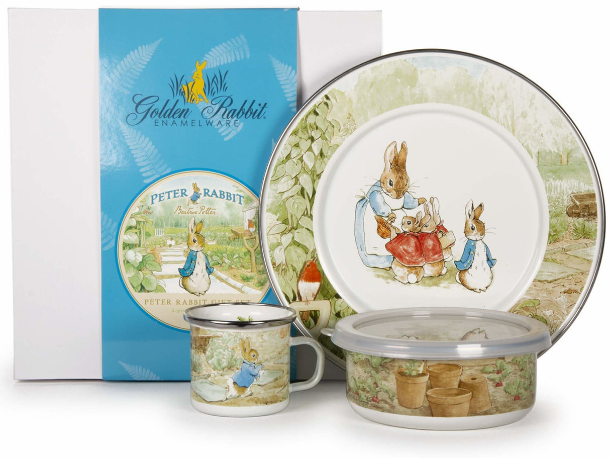 Golden Rabbit Enamelware 3-piece Child Dinner Sets