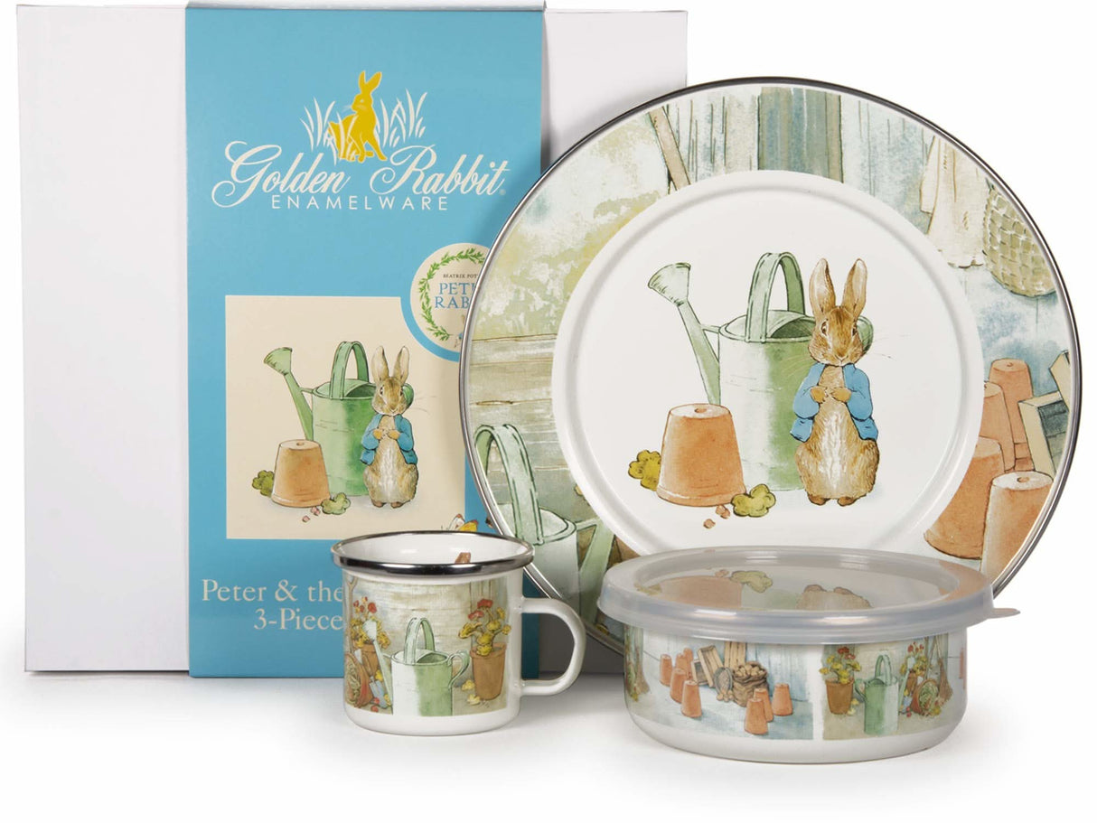 Golden Rabbit Enamelware 3-piece Child Dinner Sets