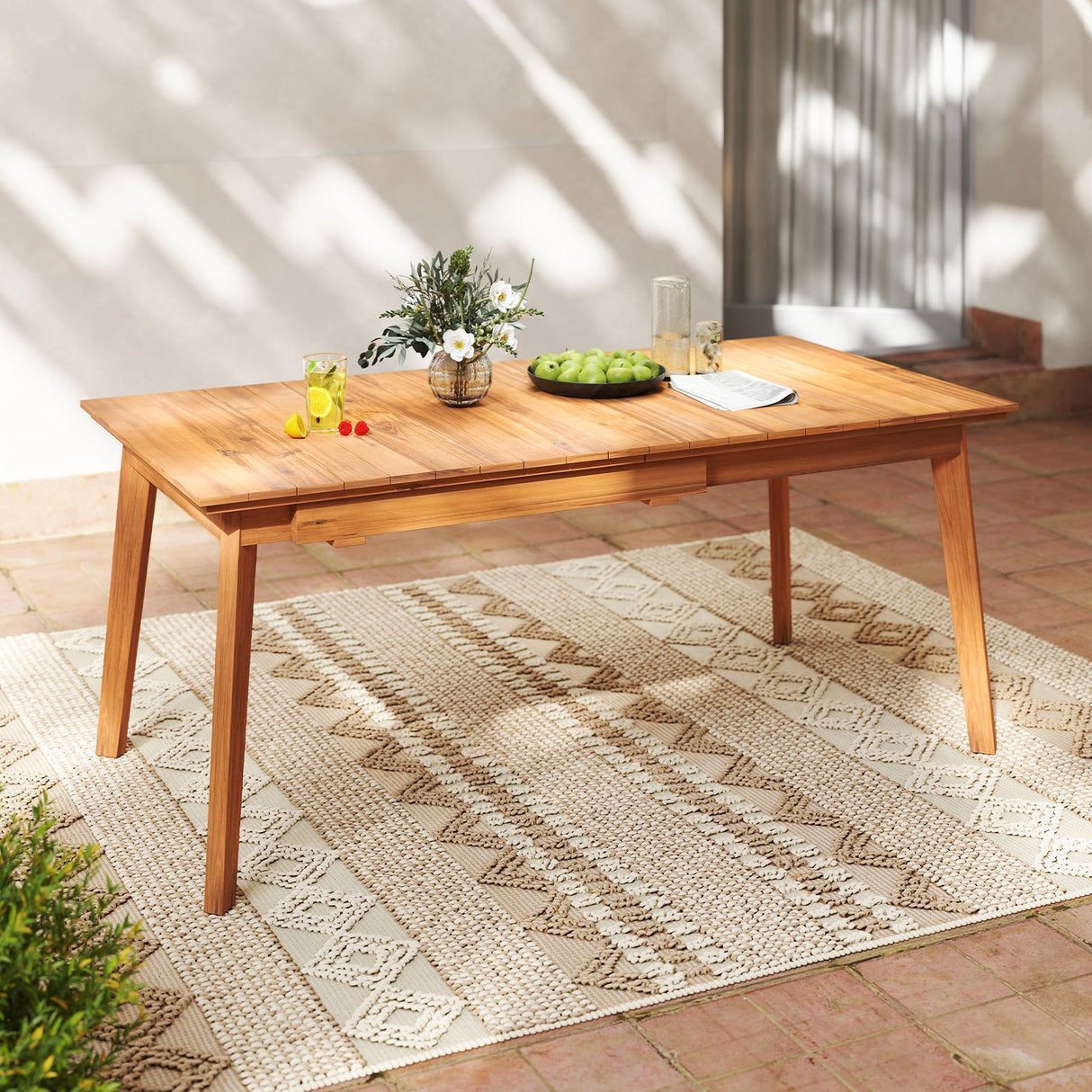 Mesa de comedor extensible de patio de 180-240 cm para 6-8 personas