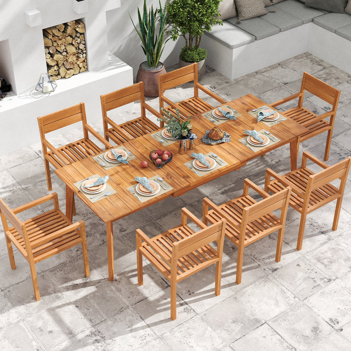 Mesa de comedor extensible de patio de 180-240 cm para 6-8 personas