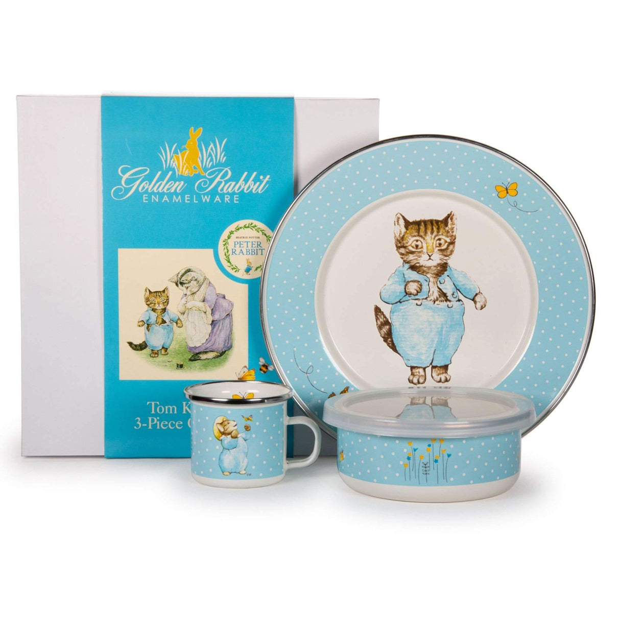 Golden Rabbit Enamelware 3-piece Child Dinner Sets