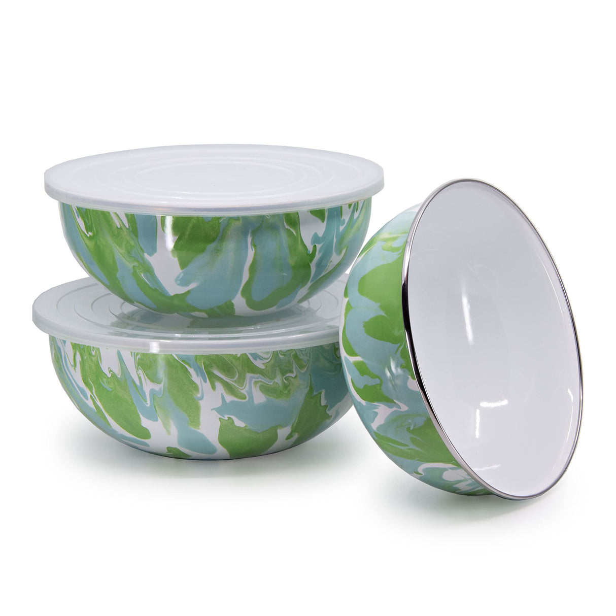 Golden Rabbit Enamelware Mixing Bowls Set of 3 (Modern Monet)
