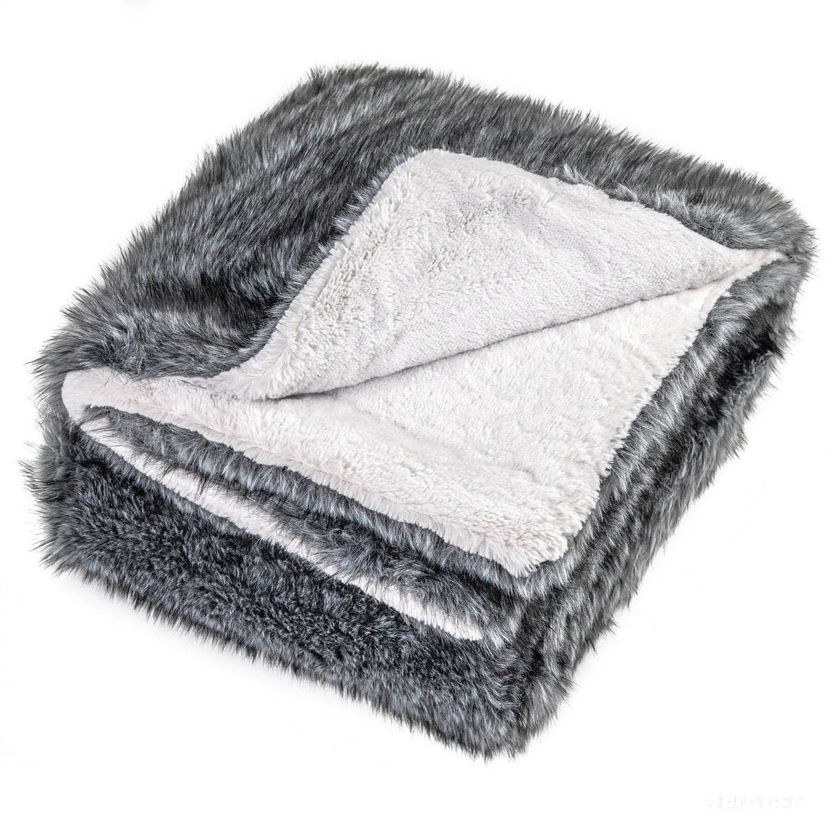 Manta de sofá de lujo 740GSM, suave y afelpada, de imitación de piel de lobo - Gris