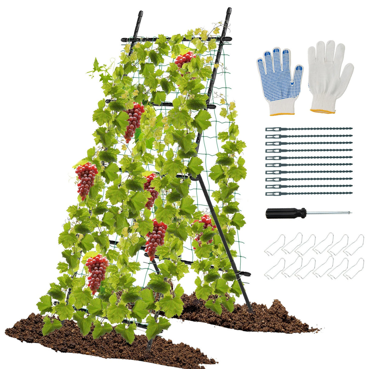 Celosía de jardín de 74 pulgadas de alto para enredaderas de flores, verduras, frutas, guisantes - Negro
