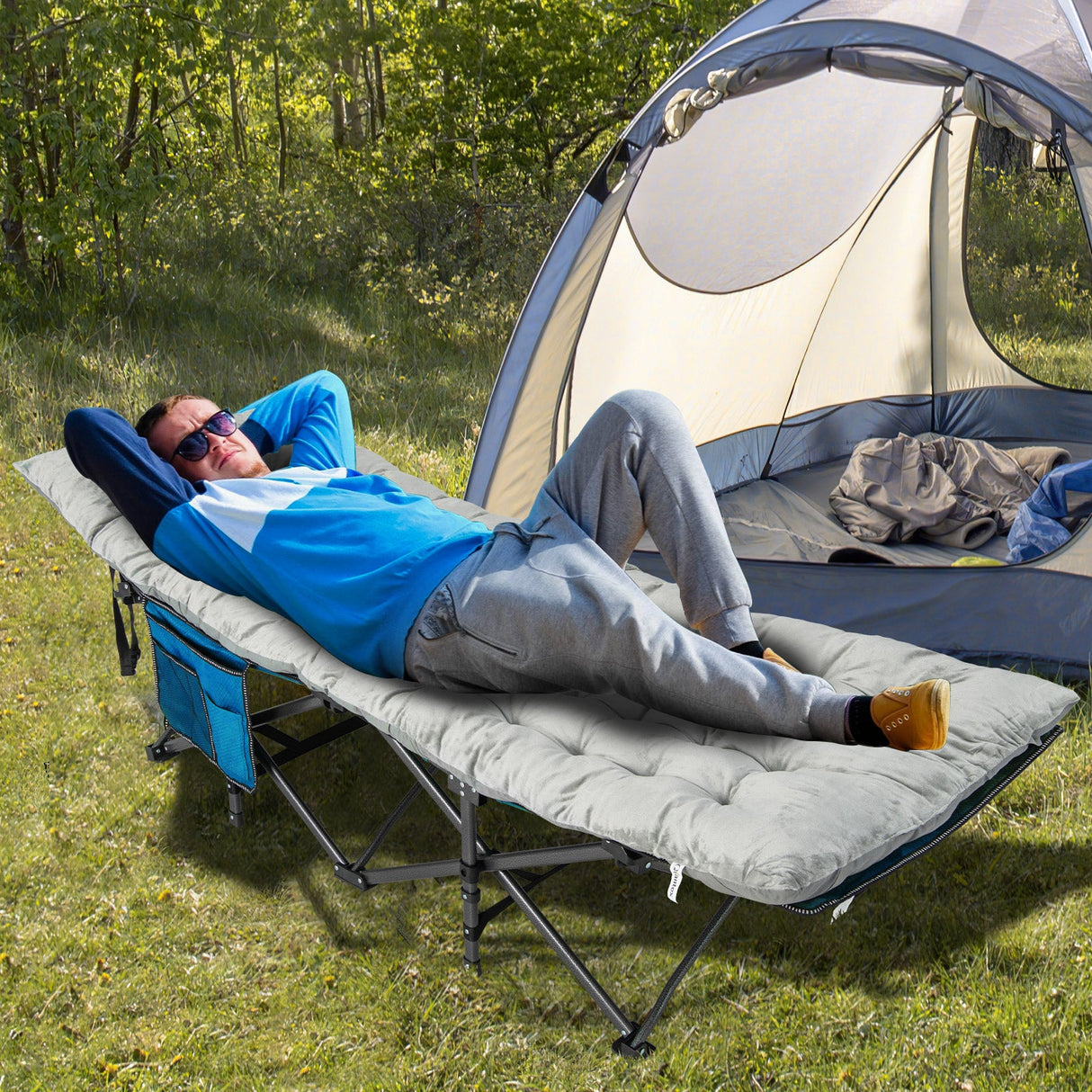 Almohadillas para catres de camping de 75 x 27.5 pulgadas con terciopelo de cristal suave y transpirable