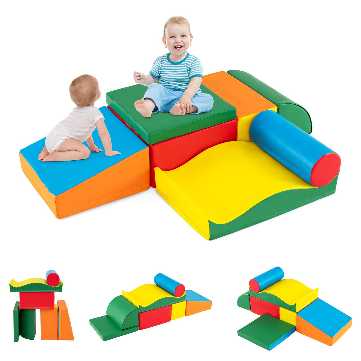 7 piezas de juguetes de escalada para niños pequeños con espuma EPE y cuero de PU extraíble