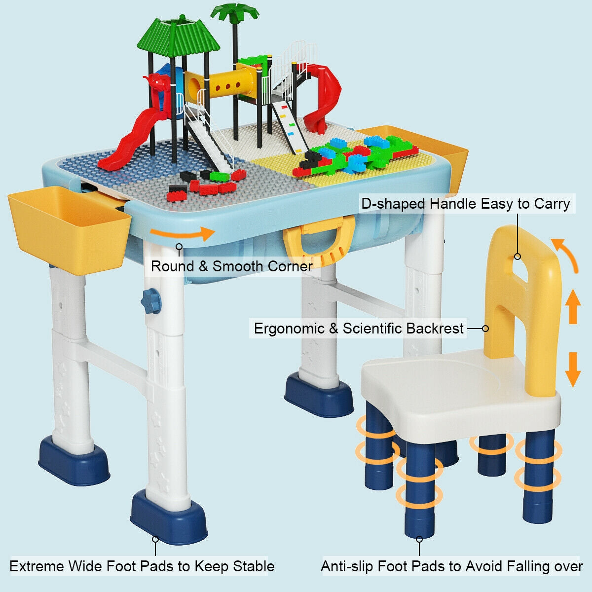 Juego de mesa de actividades 6 en 1 para niños con silla