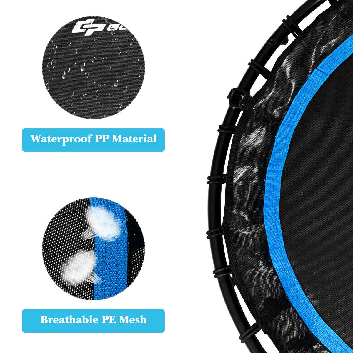 Trampolín de fitness plegable de 40 pulgadas con bandas de resistencia para el hogar ajustable