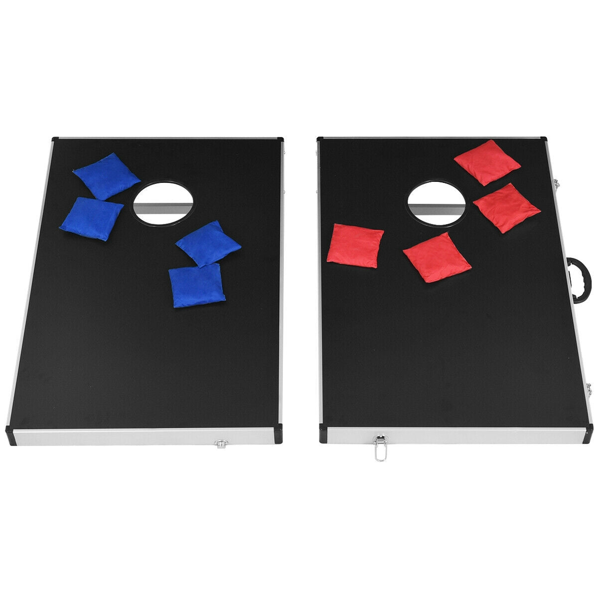 Juego de cornhole con diseño plegable y asa lateral