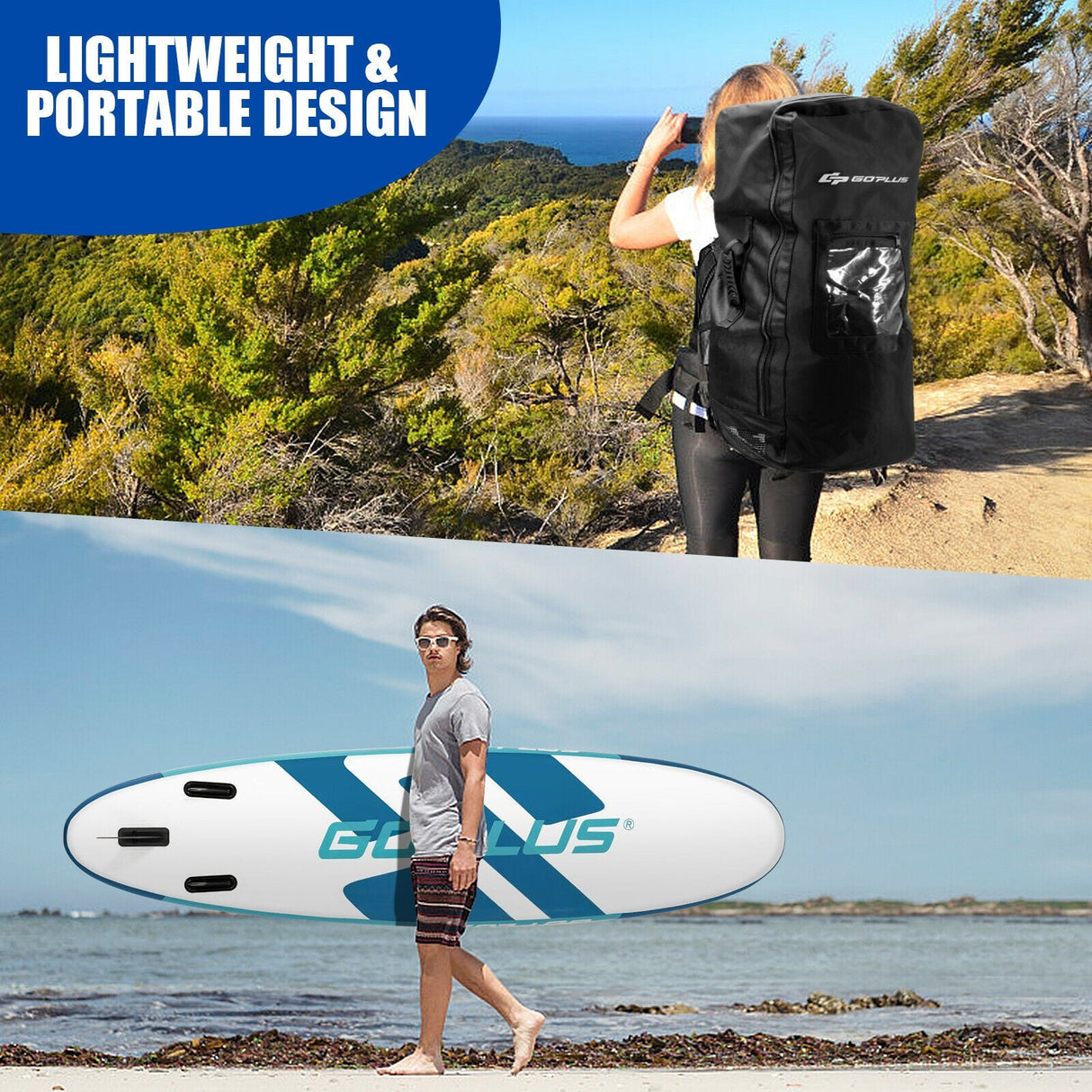 Tabla de paddle surf hinchable de 10 pies, 6 pulgadas de grosor, con paquete de accesorios