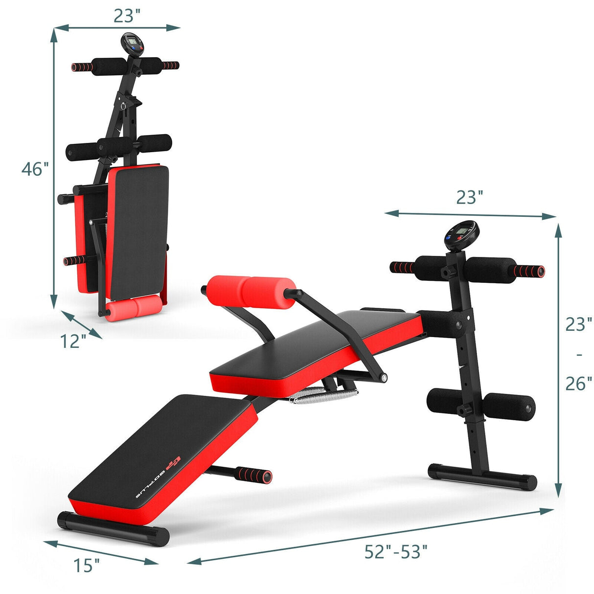 Banco de abdominales ajustable con monitor LCD