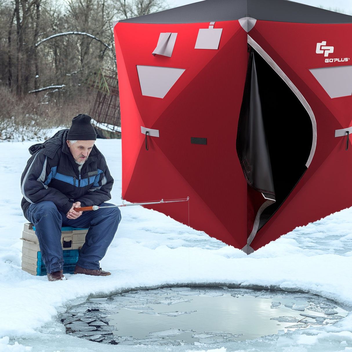 Tienda de pesca de hielo portátil para 2 personas con bolsa