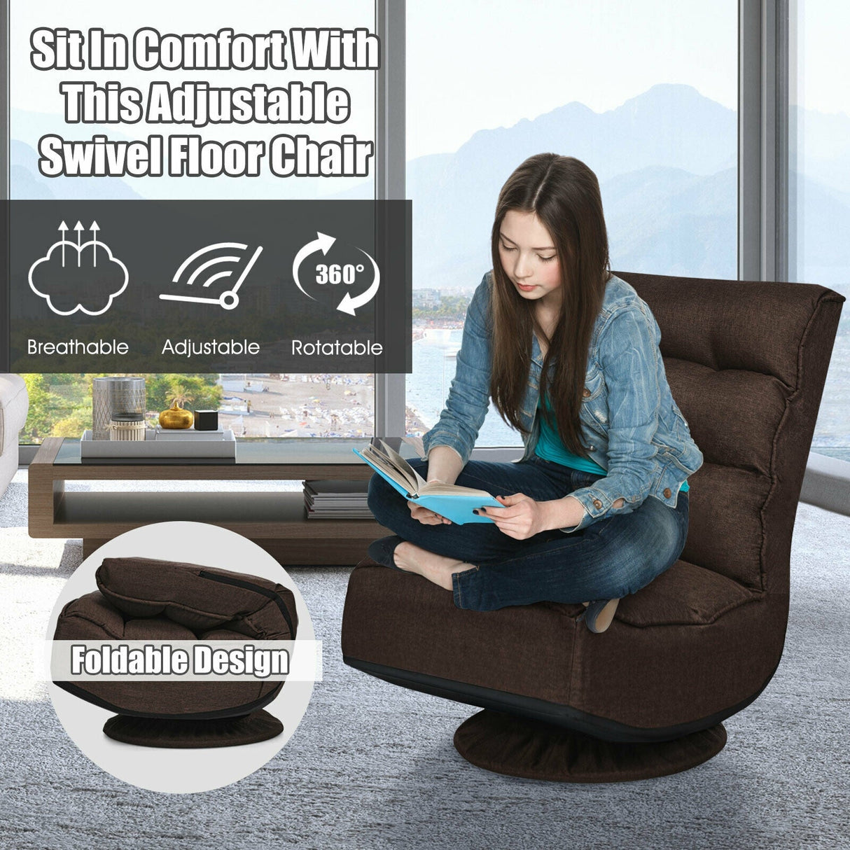 Silla de juego plegable de suelo de 5 posiciones