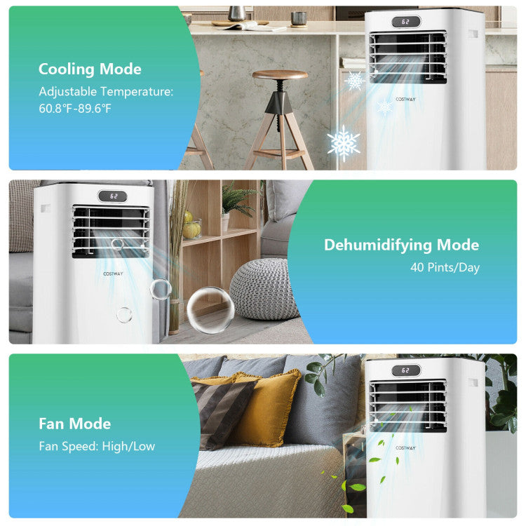 Acondicionador de aire portátil 3 en 1 de 8000 BTU con control remoto