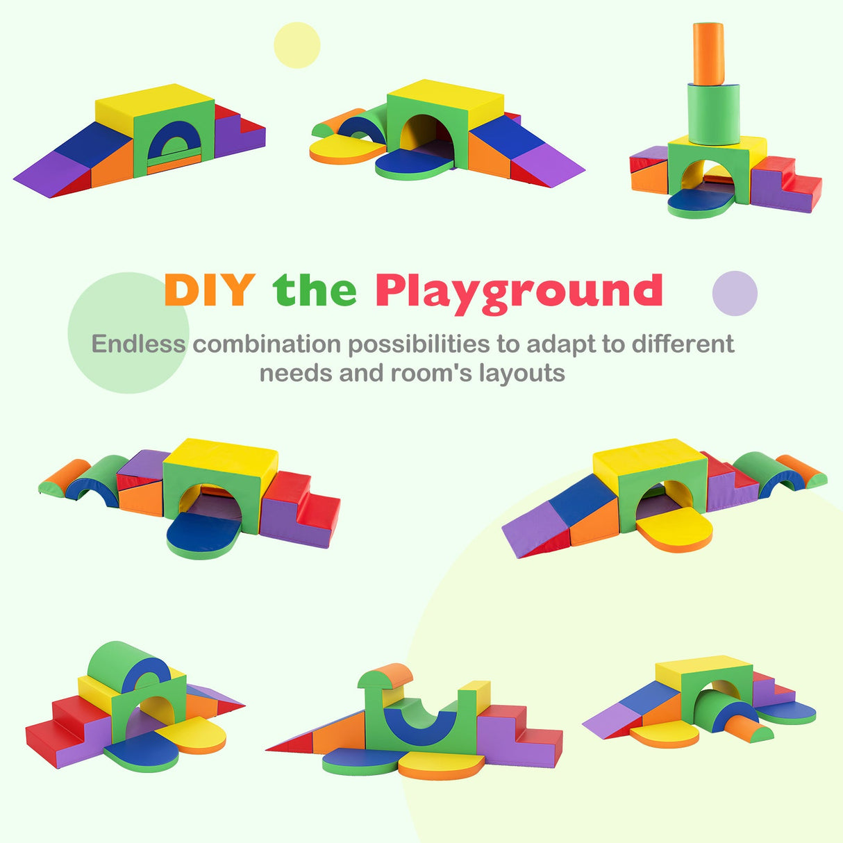 Juego de 7 bloques de espuma suave para escalar para niños pequeños de cuero PU para mayores de 1 año