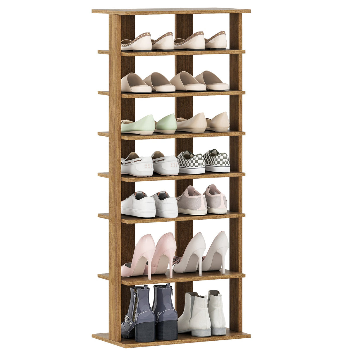 Estantería Doble de Zapatos de 7 Niveles Independiente Estantes de Almacenamiento Concisa-Negro