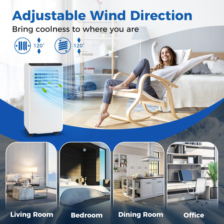 Aire Acondicionado Portátil de 10000 BTU, Unidad de CA de Pie 3 en 1 con Ventilador y Deshumidificador