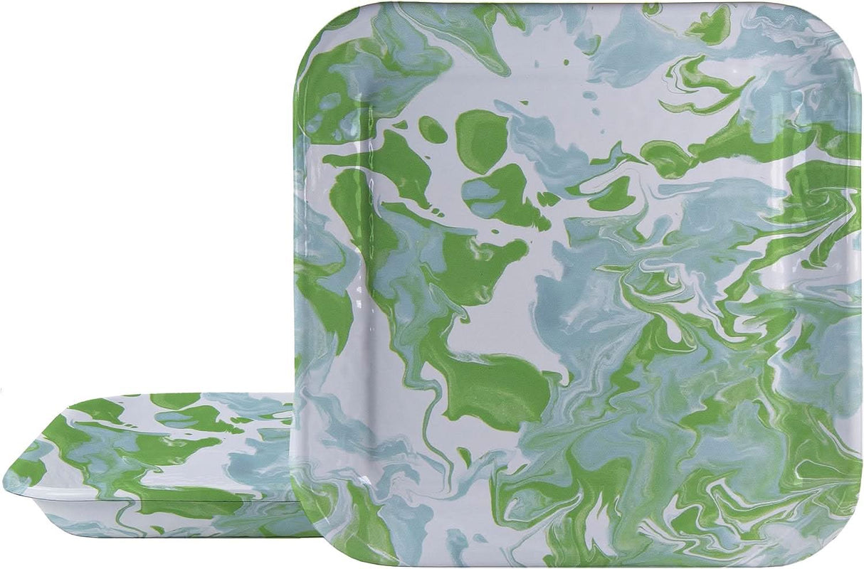 Golden Rabbit Enamelware Modern Monet Square Trays - Set of 2