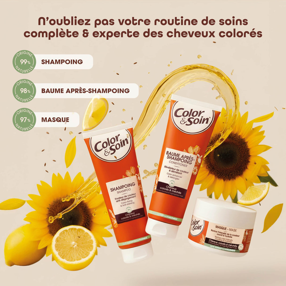 Color&Soin Ammonia-Free Hair Dye 4B Brownie Chestnut - Natural, Permanent Hair Color with Herbal Extracts
