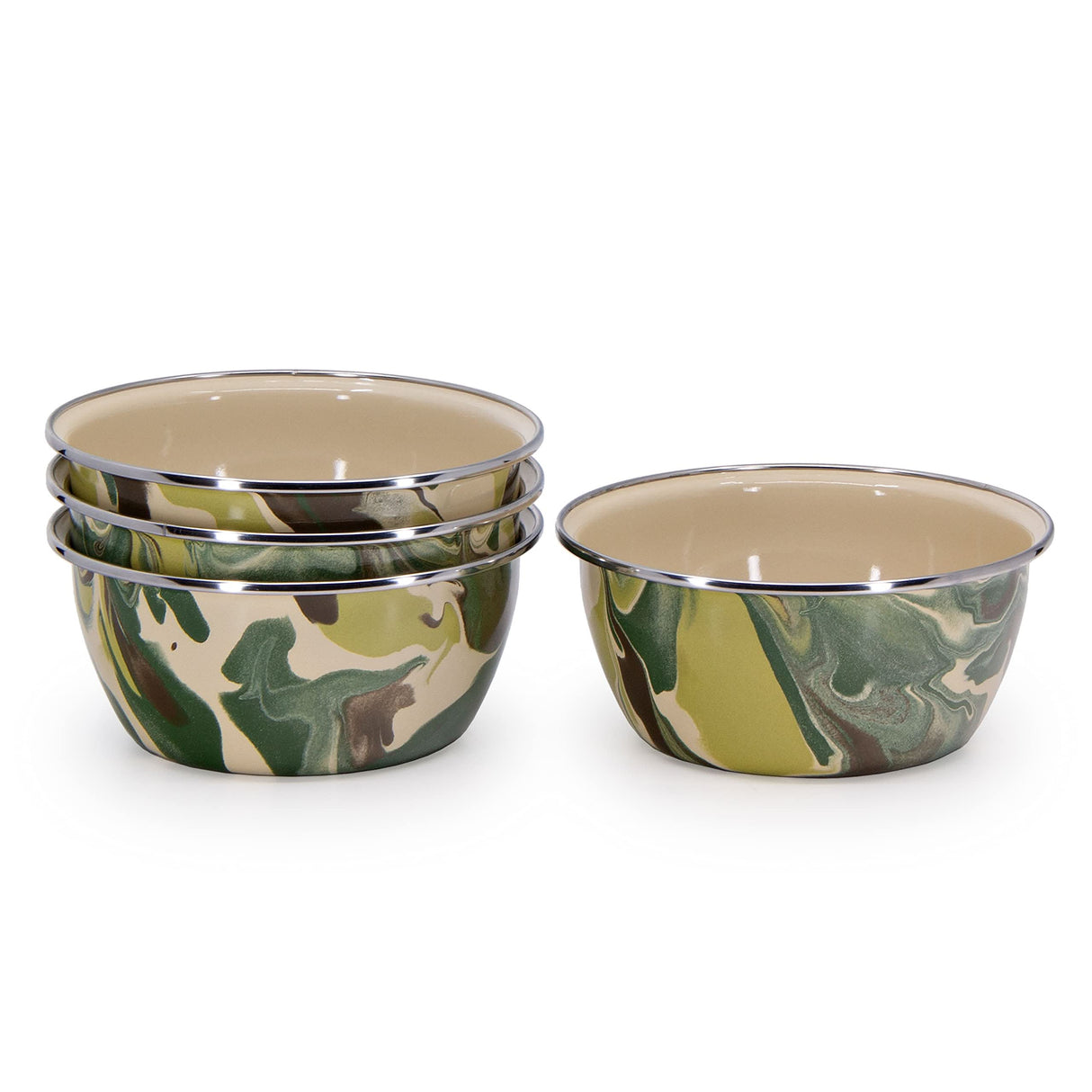 Golden Rabbit Enamelware Salad Bowls - Set of 4