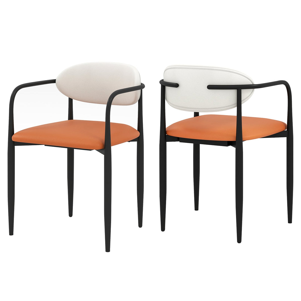 Sillas de comedor modernas (juego de 2) con asiento acolchado y respaldo curvo