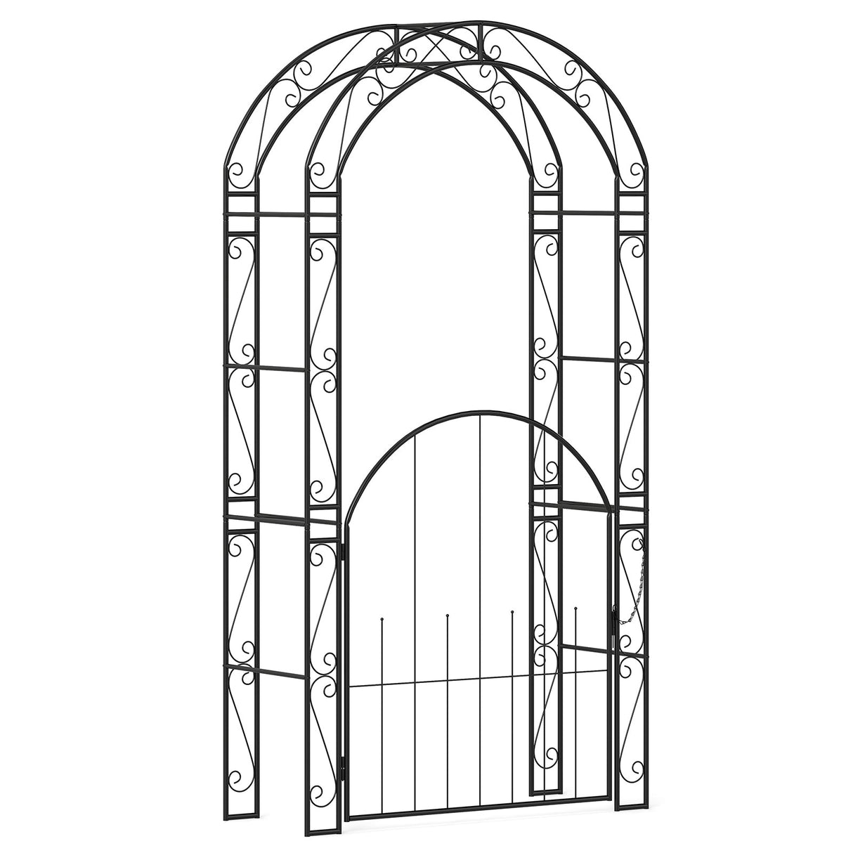 Arco de Jardín de Metal de 84 Pulgadas de Alto con Puerta