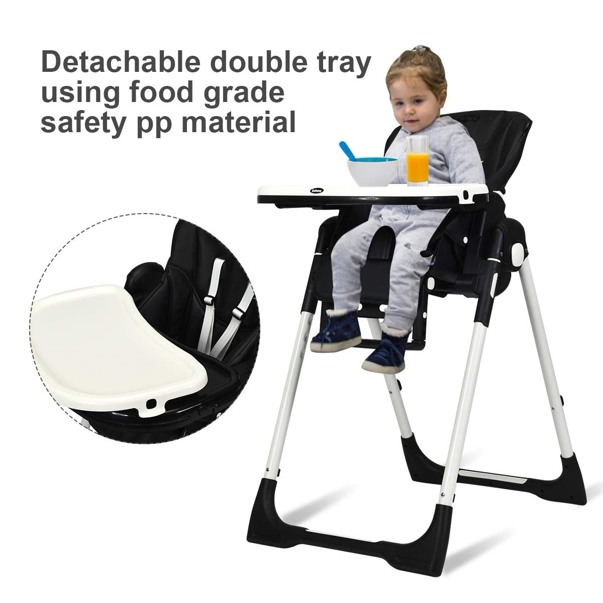 Trona plegable con respaldo multi-ajustable