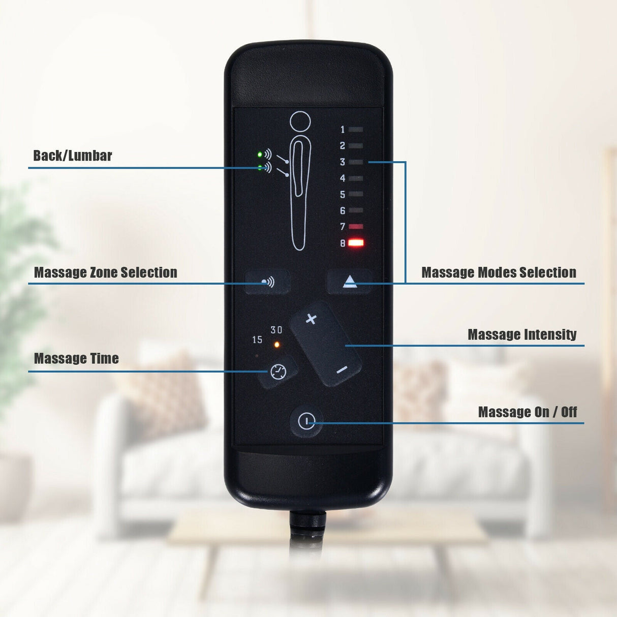 Sillón reclinable de masaje con elevación eléctrica para personas mayores con cojín acolchado grueso