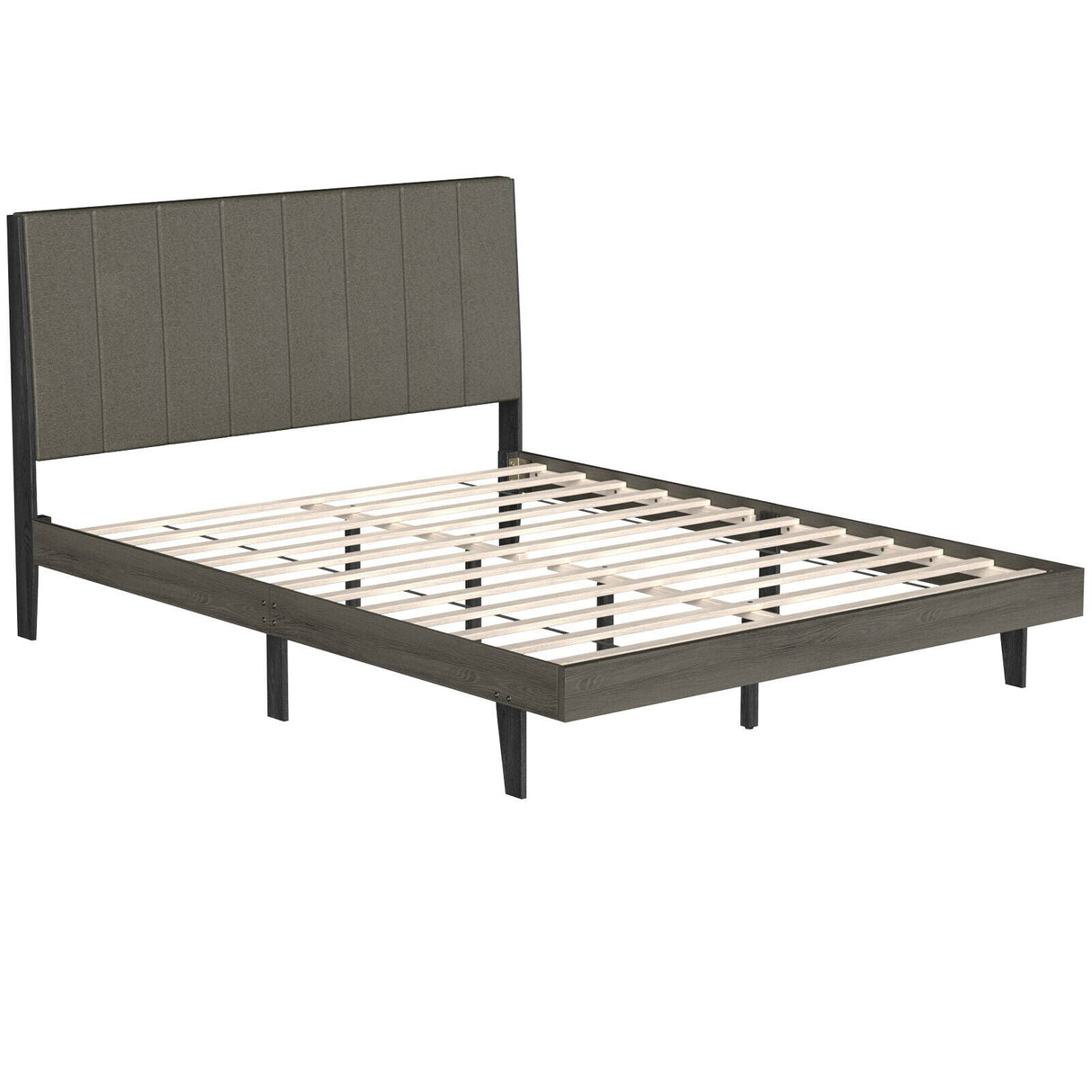 Base de cama tapizada Queen con cabecero capitoné