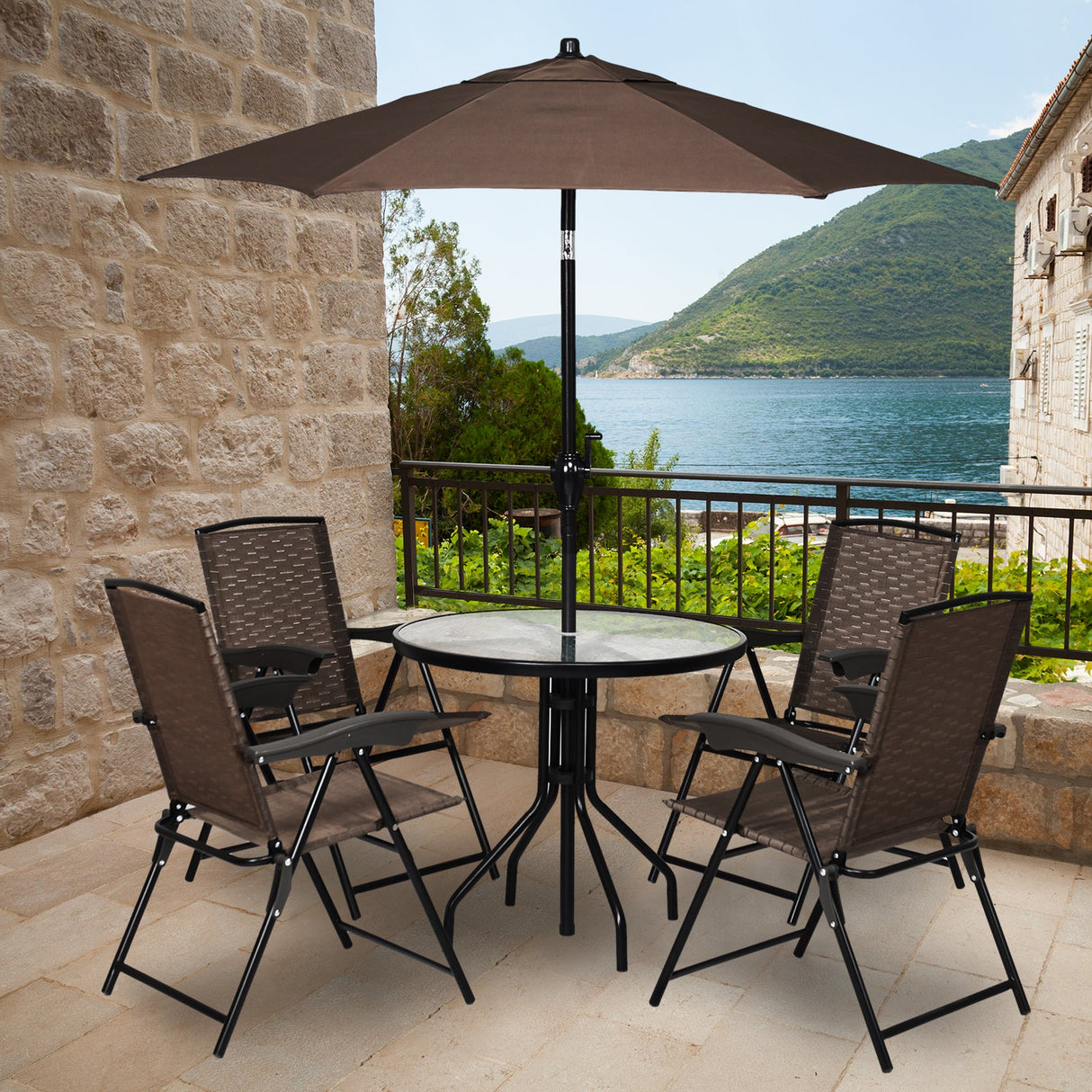 Sillas de Comedor Plegables de 4 Piezas con Reposabrazos Lisos y Respaldo de Textilene