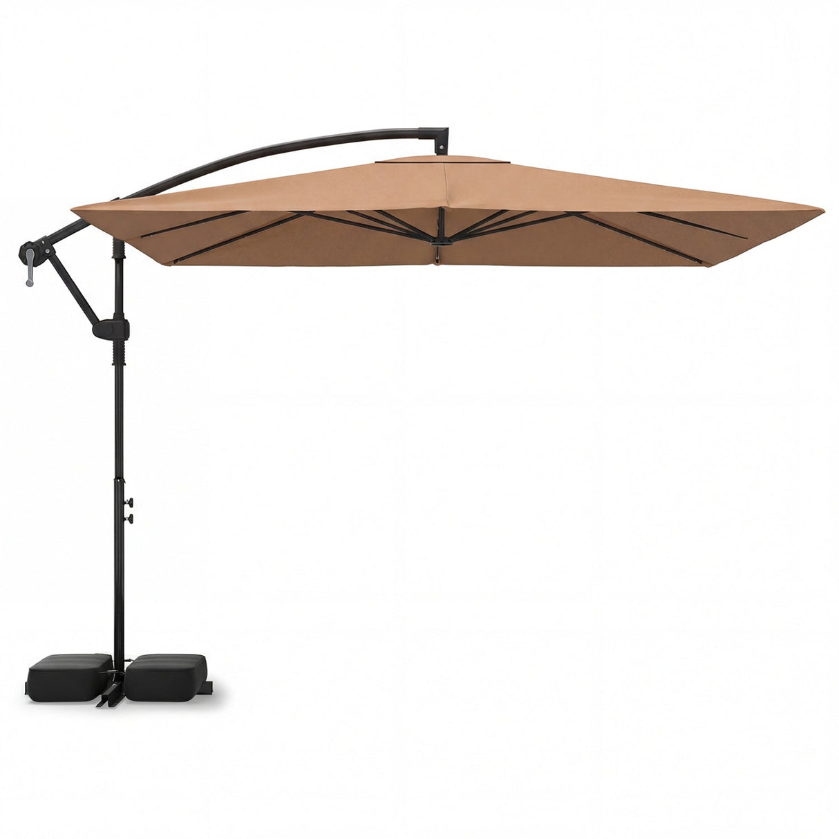 8 x 8 Square FT Solar LED Offset Cantilever Patio Umbrella with 360° Rotation