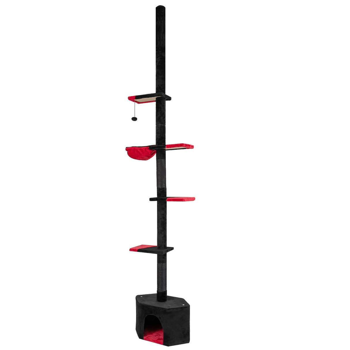 Árbol para gatos gótico de suelo a techo de 97 a 118 pulgadas, ajustable de 5 niveles con condominio - Negro