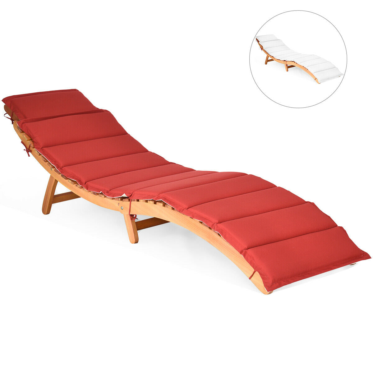 Tumbona plegable para patio con asiento acolchado de doble cara
