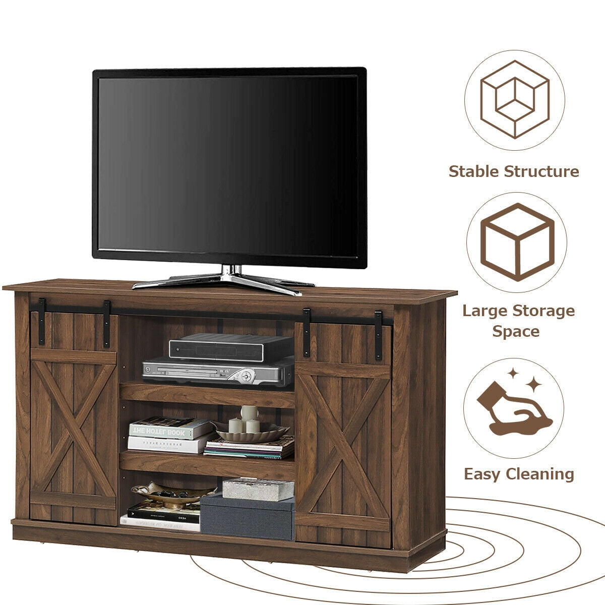 Mueble de TV con puertas corredizas tipo granero