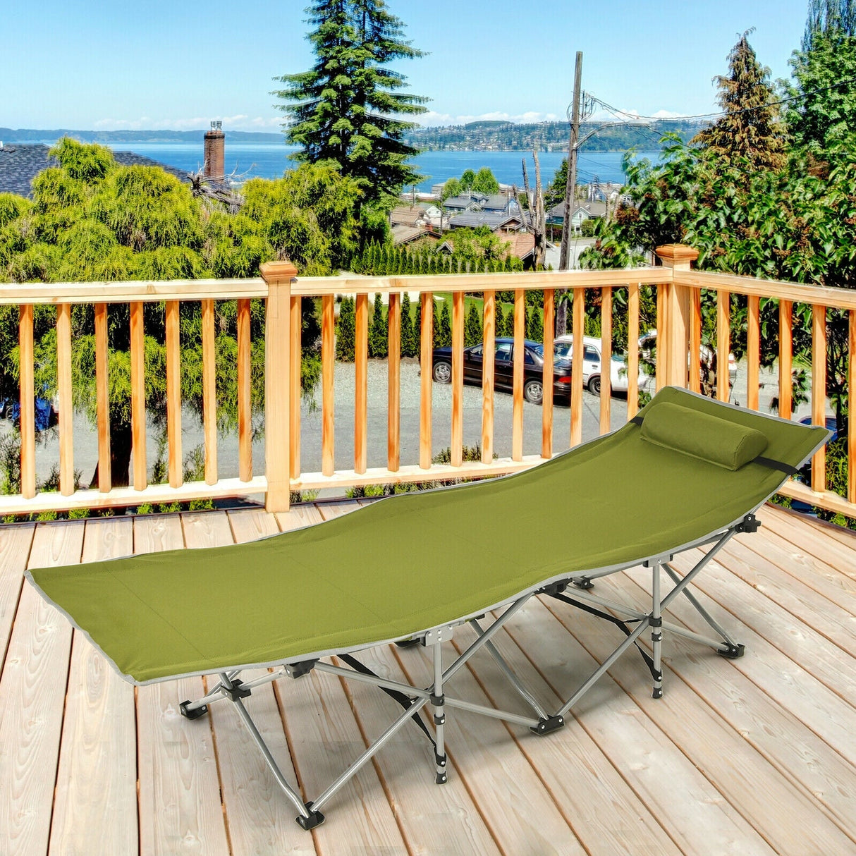 Catres Plegables de Camping con Bolsillo Lateral y Reposacabezas Desmontable