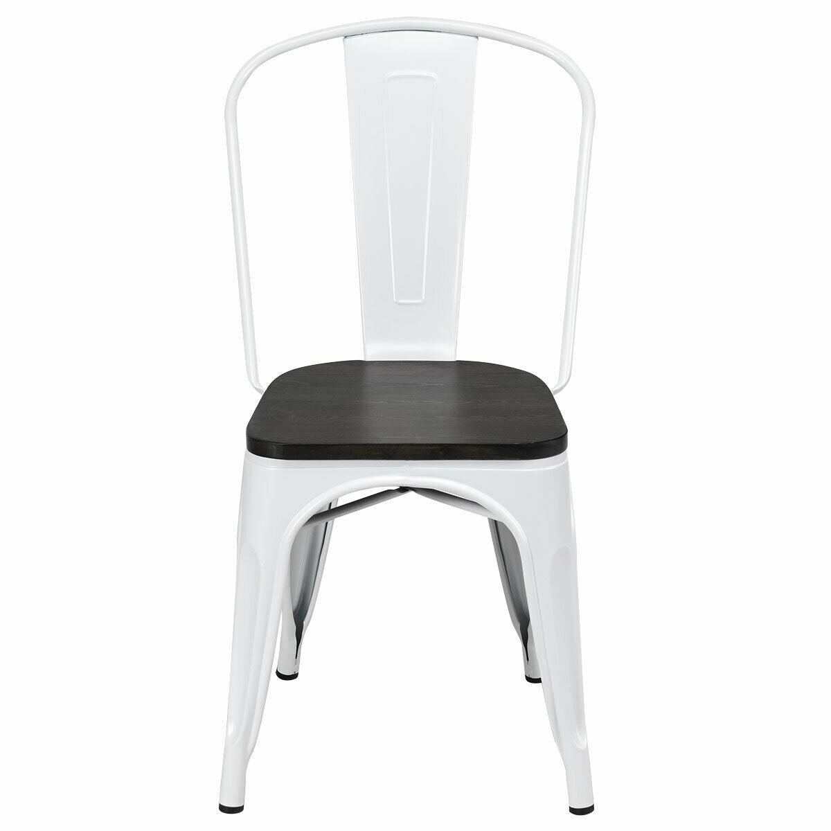 4 sillas de comedor metálicas apilables estilo Tolix con asiento de madera