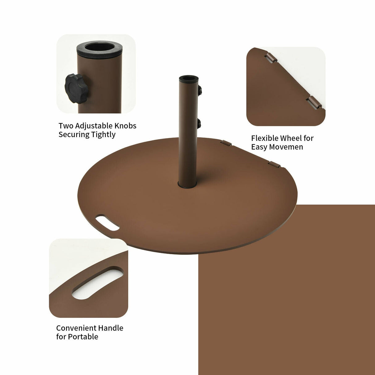 Soporte de base para sombrilla de patio de 50 libras con ruedas