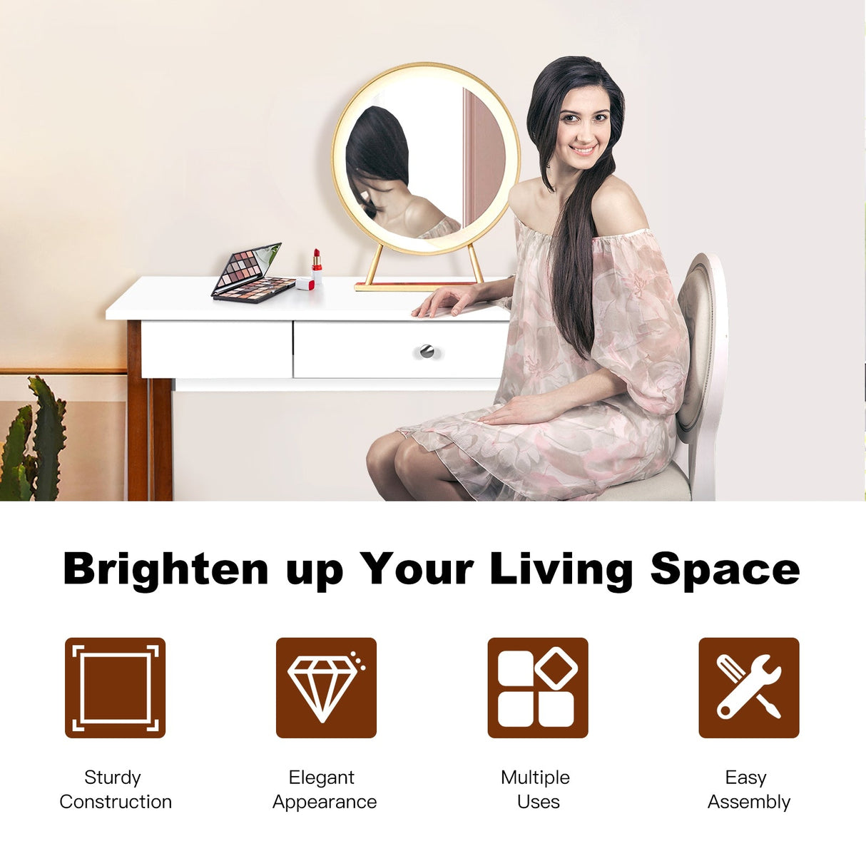 Escritorio de computadora, mesa para laptop, mesa de escritura, tocador de maquillaje