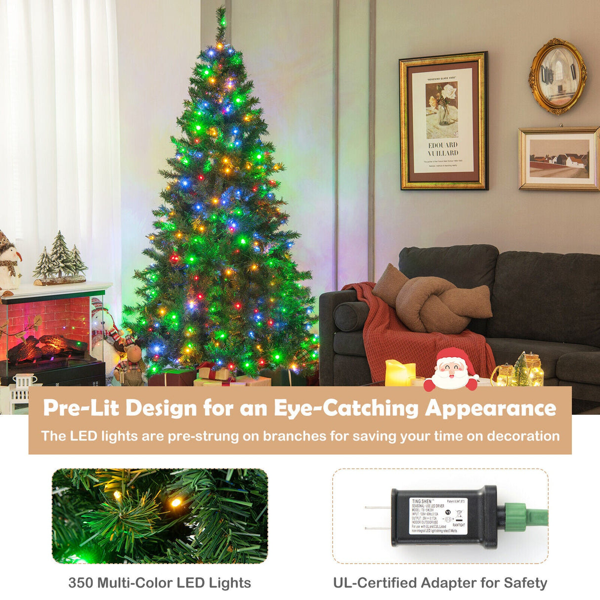 7 Feet Christmas Tree Pre-Lit 3-Minute Quick Shape