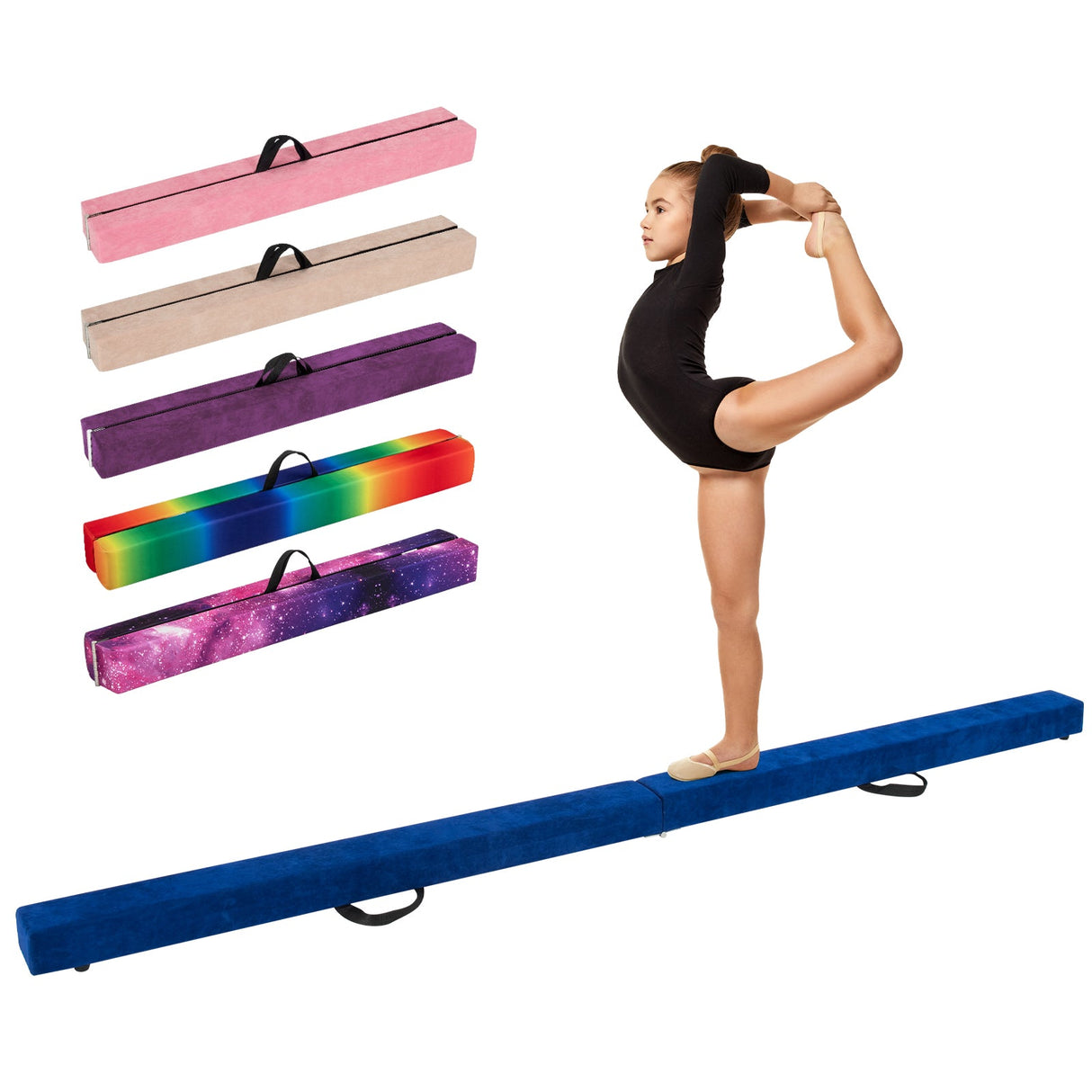 Barra de equilibrio de gimnasia plegable de 2.74 m con base antideslizante y marco de madera de pino
