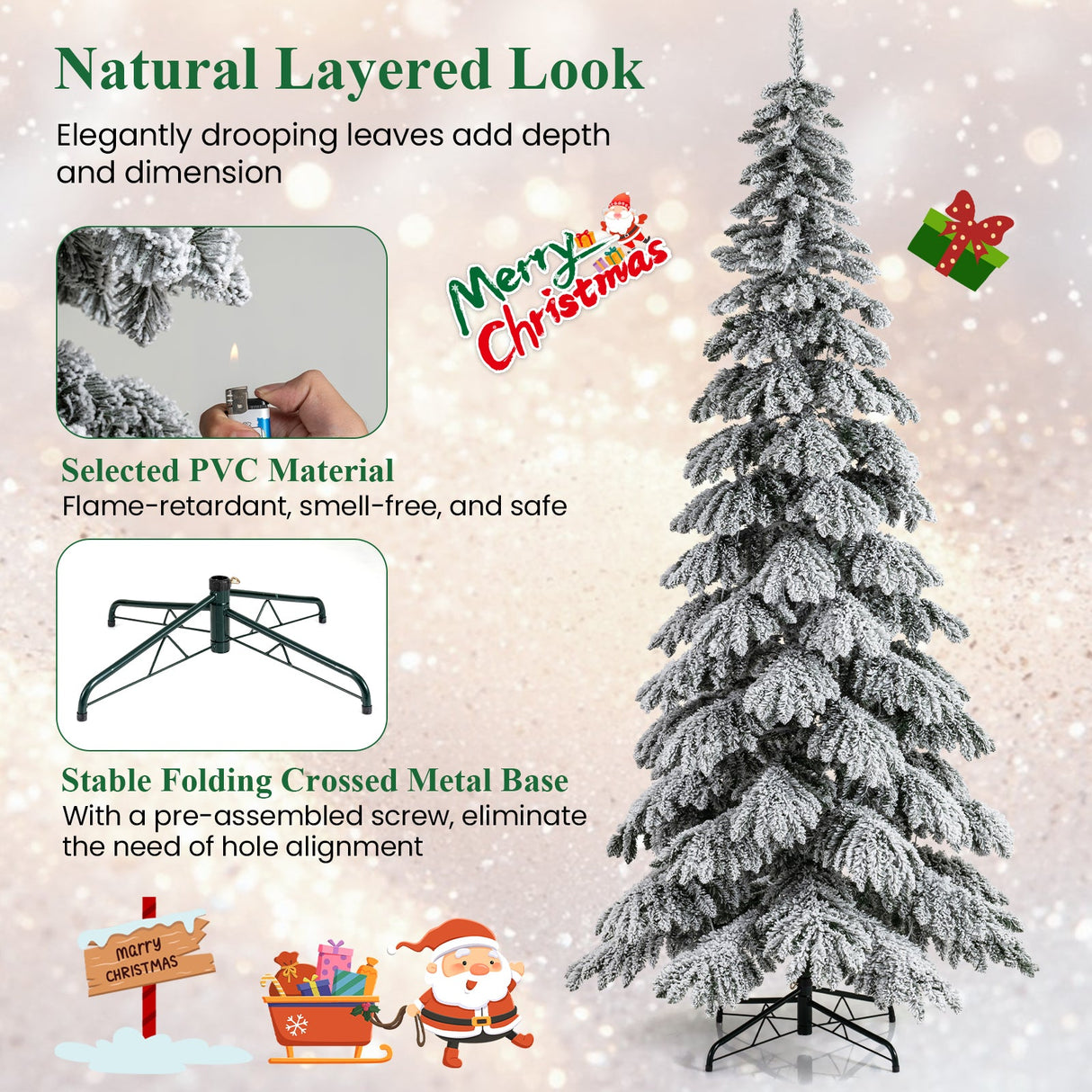 Árbol de Navidad Artificial Preiluminado de 9 pies Árbol de Navidad Articulado con Conectores Rápidos de Corriente