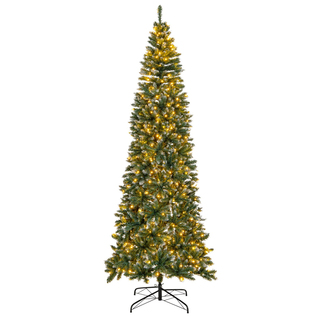 Árbol de Navidad artificial preiluminado de 2,74 m con 1298 puntas de ramas nevadas