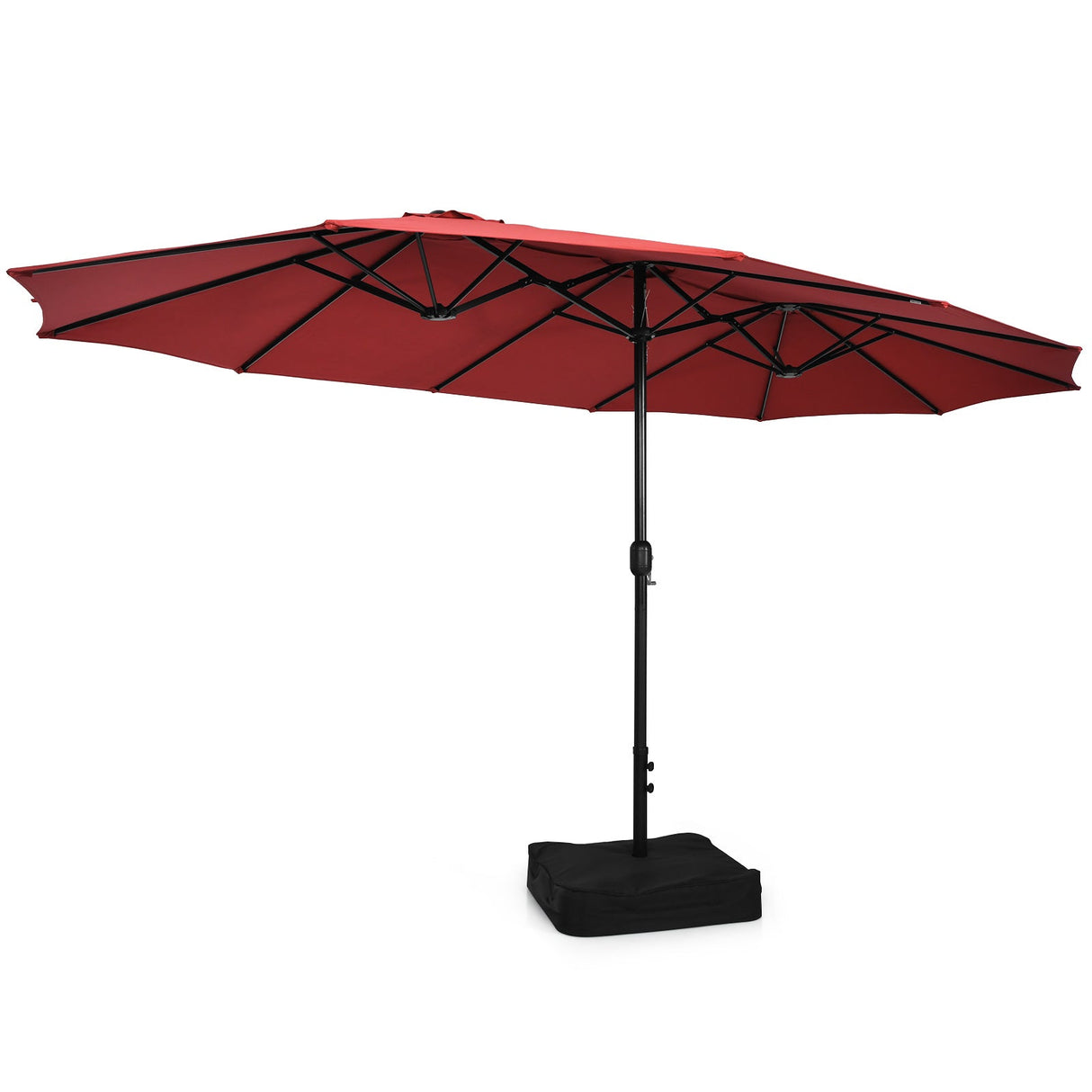 Juego de comedor para exteriores de 10 piezas con sombrilla doble de patio de 4.5 metros