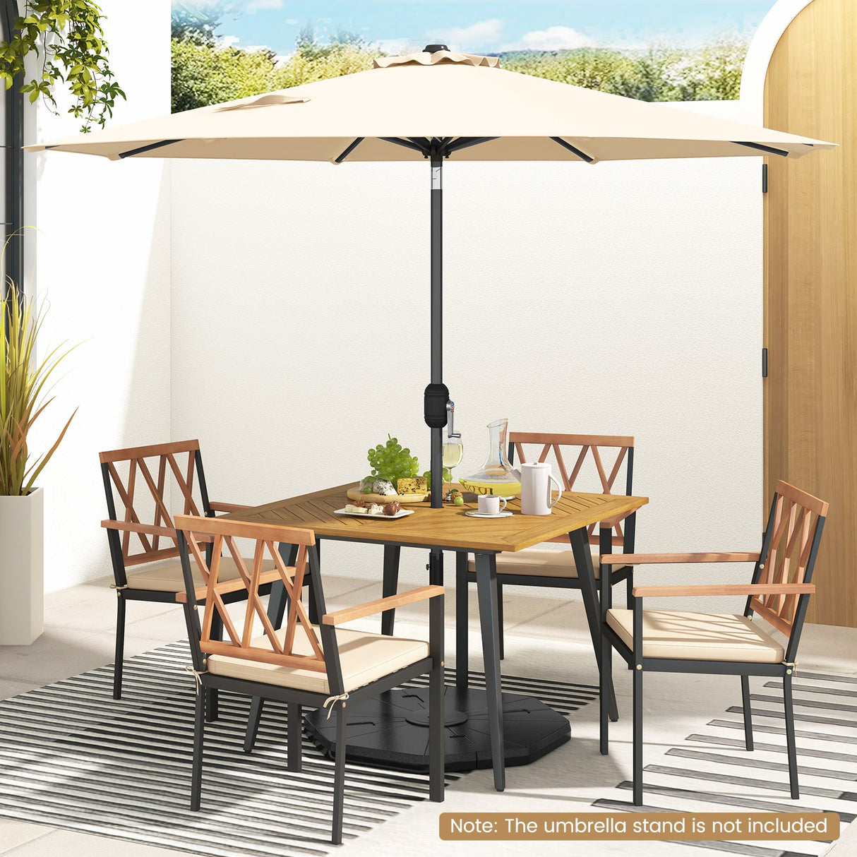 Sombrilla de mesa para patio exterior de 2,74 m (9 pies), con botón de inclinación y manivela - Gris