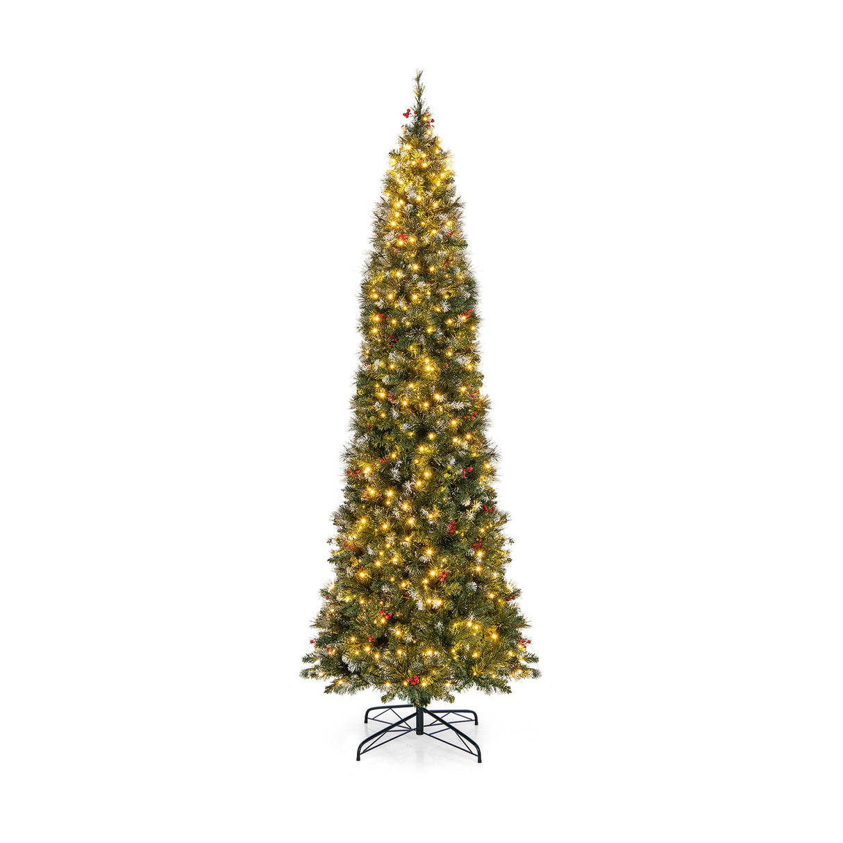 Árbol de Navidad Preiluminado Artificial Estrecho y Articulado de 5/6/7/8/9 Pies
