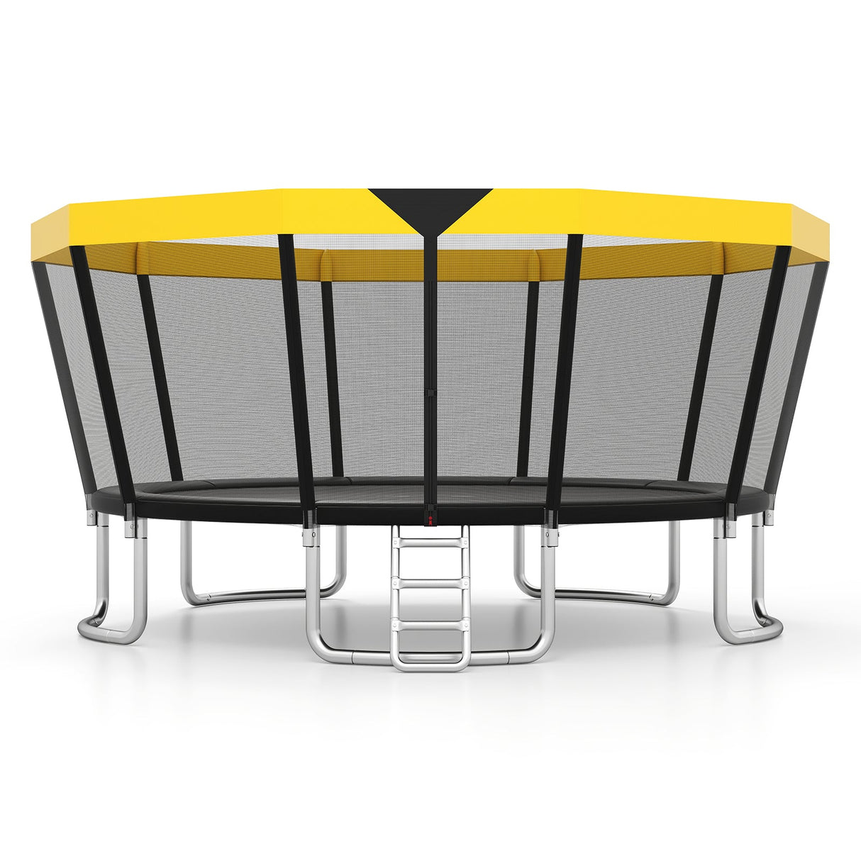 ASTM Compliant Recreational Trampoline with Non-Slip Ladder-Yellow