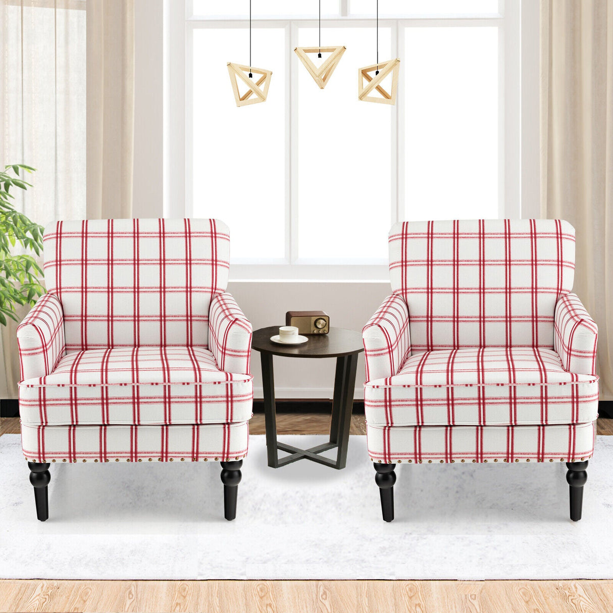 Sillón Moderno Tapizado Acolchado con Patas de Madera de Caucho